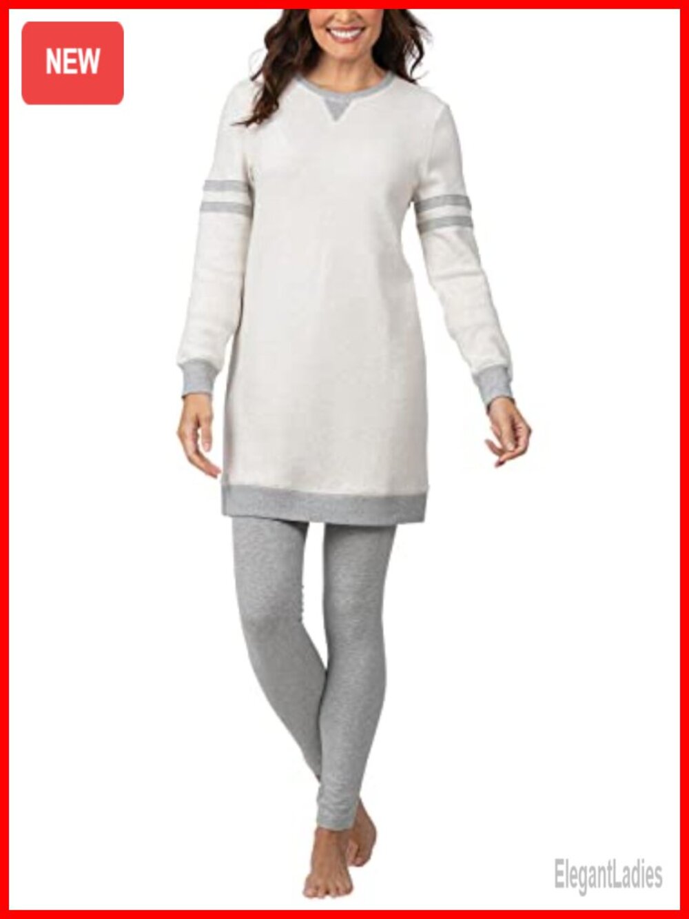 Womens Fuzzy Fleece Pajama Set Cotton Rayon Blend Oversized Tunic Top Leggings